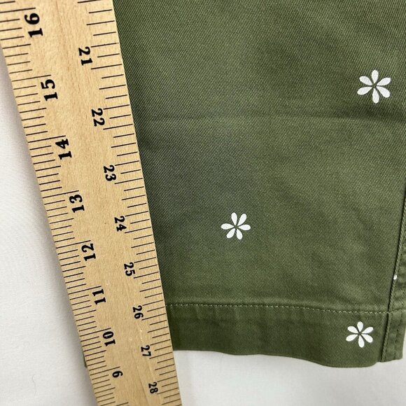 J. Crew Womens Sz 4 High-Rise Girlfriend Chino Pants Olive Green Daisy Print NWT - Picture 7 of 16